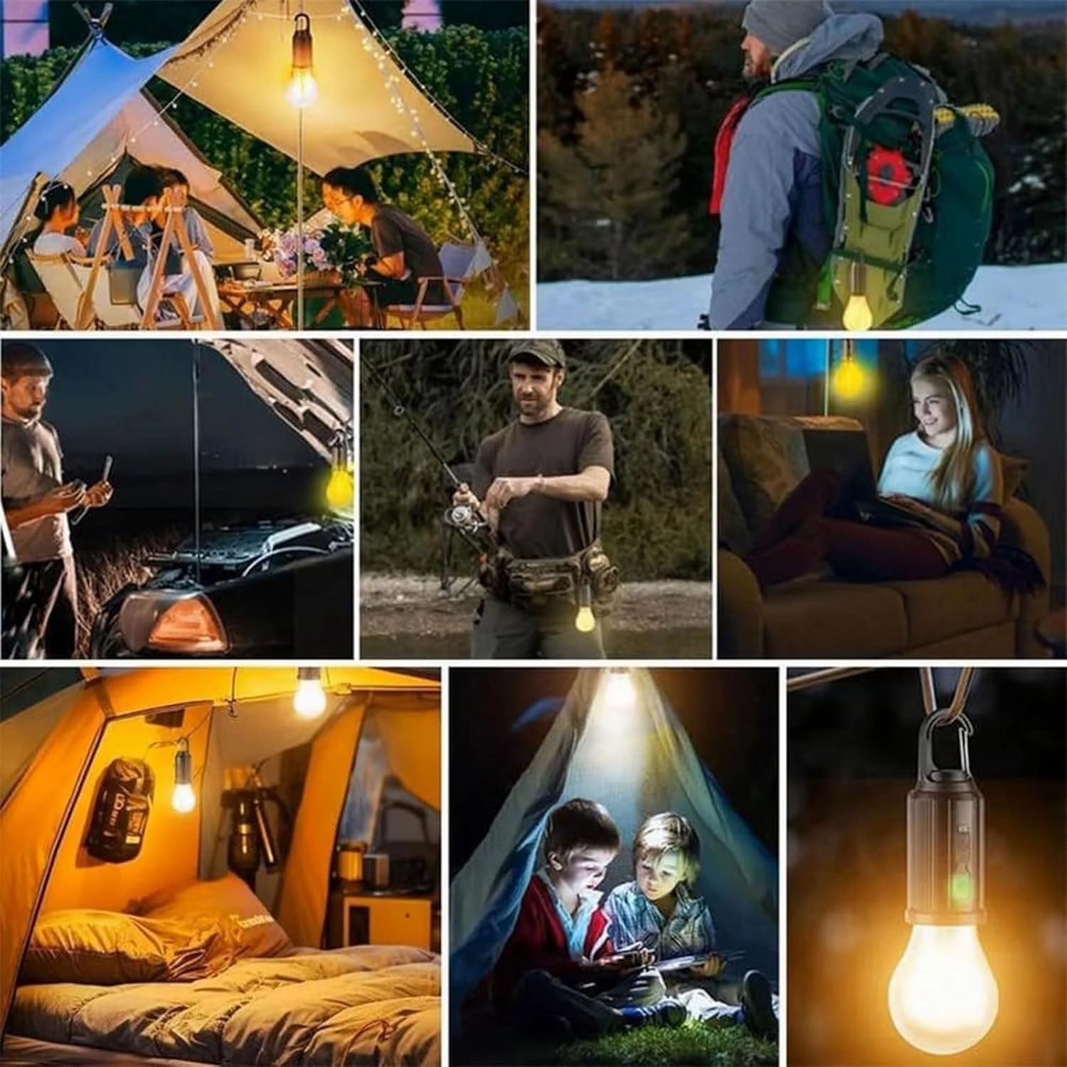 Solar Rechargeable Hooked Camping Light, Multi-Functional Waterproof Solar Tent Lights, USB Rechargeable Led Camping Lantern,Portable Clip Hook Indoor ＆ Outdoor Hanging Lantern (Spherical Style, 3)
