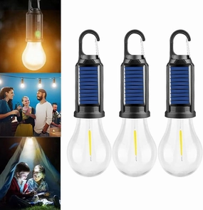 Solar Rechargeable Hooked Camping Light, Multi-Functional Waterproof Solar Tent Lights, USB Rechargeable Led Camping Lantern,Portable Clip Hook Indoor ＆ Outdoor Hanging Lantern (Spherical Style, 3)