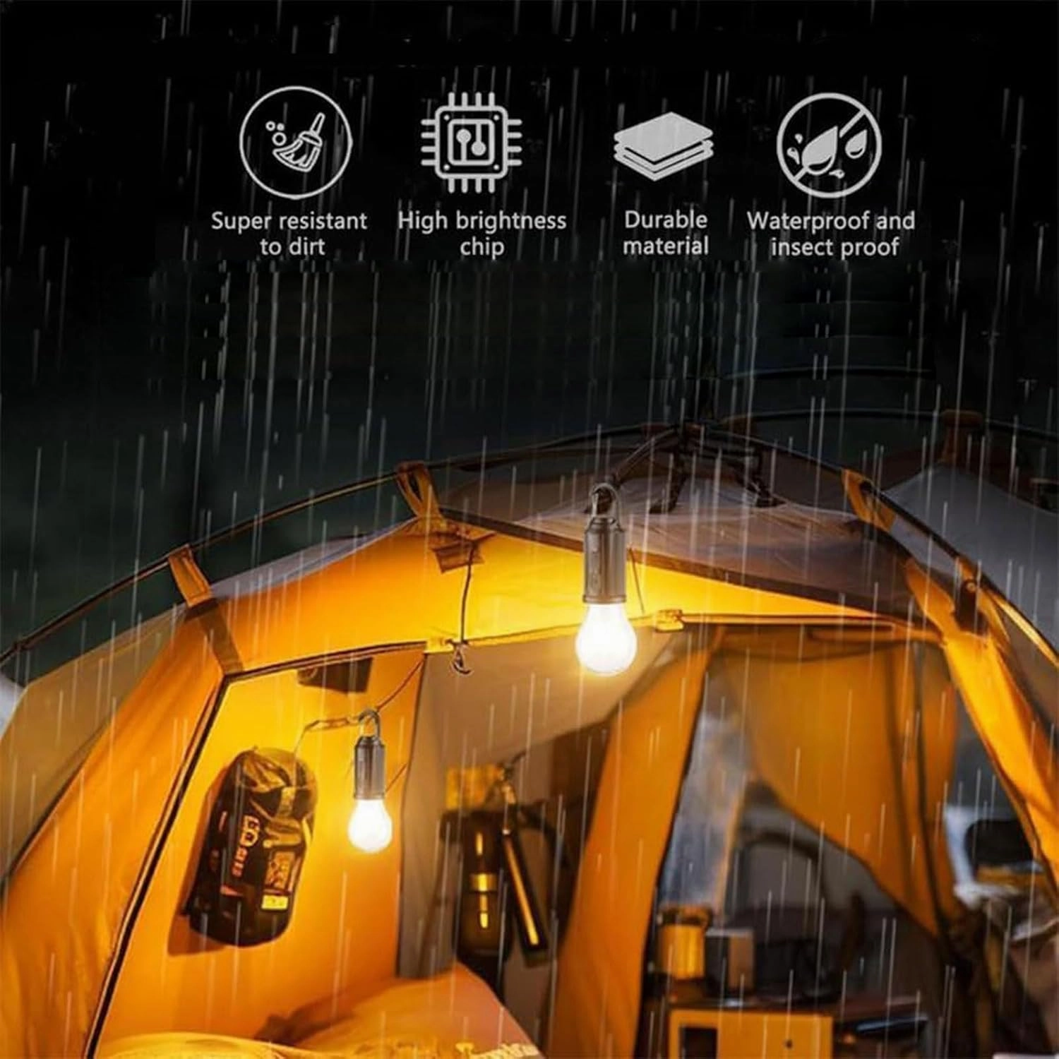 Solar Rechargeable Hooked Camping Light, Multi-Functional Waterproof Solar Tent Lights, USB Rechargeable Led Camping Lantern,Portable Clip Hook Indoor ＆ Outdoor Hanging Lantern (Spherical Style, 3)
