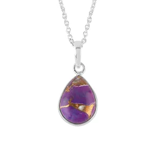 Solid 925 Sterling Silver Necklace - Natural Purple Turquoise Gemstone Pendant - Designer Boho - Handmade - Elegant Jewelry - Minimalist - Gift for Women