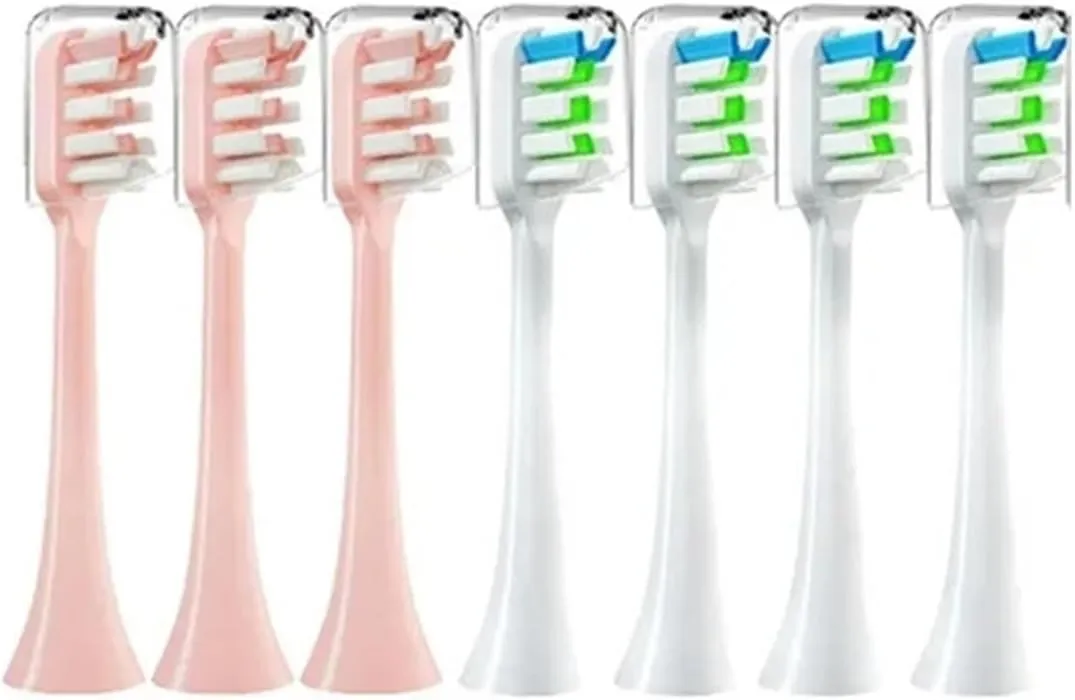 Sonic Electric Toothbrush Heads Compatible for Xiaomi SOOCAS X3 X5 X3U X1 V1 V2 Dupont Replacement Nozzles with Anti-dust Cap(3Pink 4White)