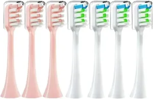 Sonic Electric Toothbrush Heads Compatible for Xiaomi SOOCAS X3 X5 X3U X1 V1 V2 Dupont Replacement Nozzles with Anti-dust Cap(3Pink 4White)