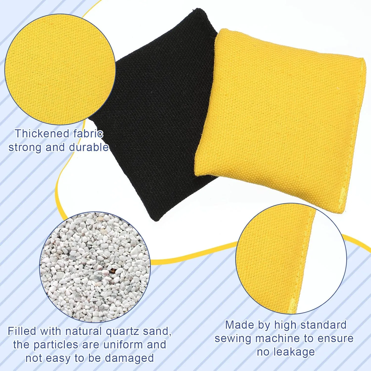 Sotiff 24 Pcs Bean Bags Mini Nylon Cornhole Bean Bags for Kids Tossing Fun Sports Outdoor Family Games Carnival Toy Patriotic Small Beanbag Hand Toss Party Game Supplies for Kid Adult (Black, Yellow)