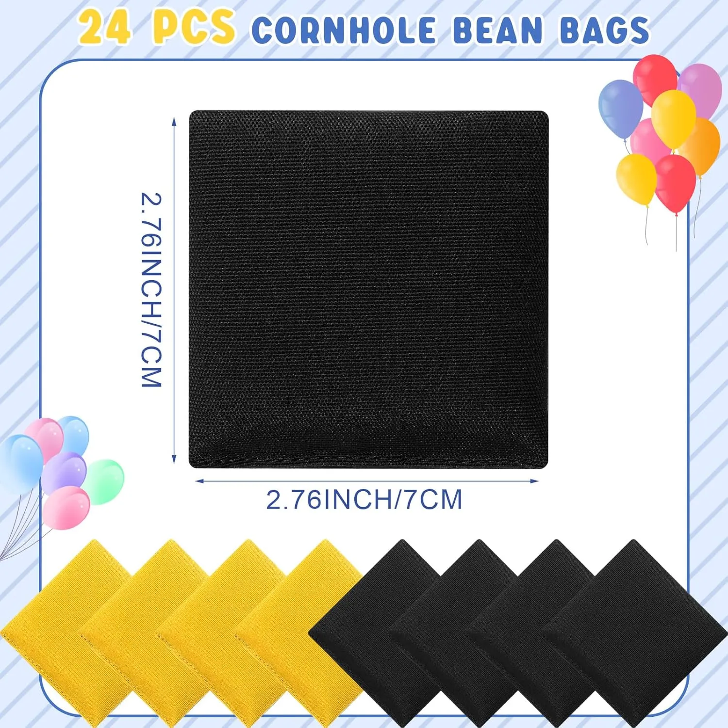 Sotiff 24 Pcs Bean Bags Mini Nylon Cornhole Bean Bags for Kids Tossing Fun Sports Outdoor Family Games Carnival Toy Patriotic Small Beanbag Hand Toss Party Game Supplies for Kid Adult (Black, Yellow)