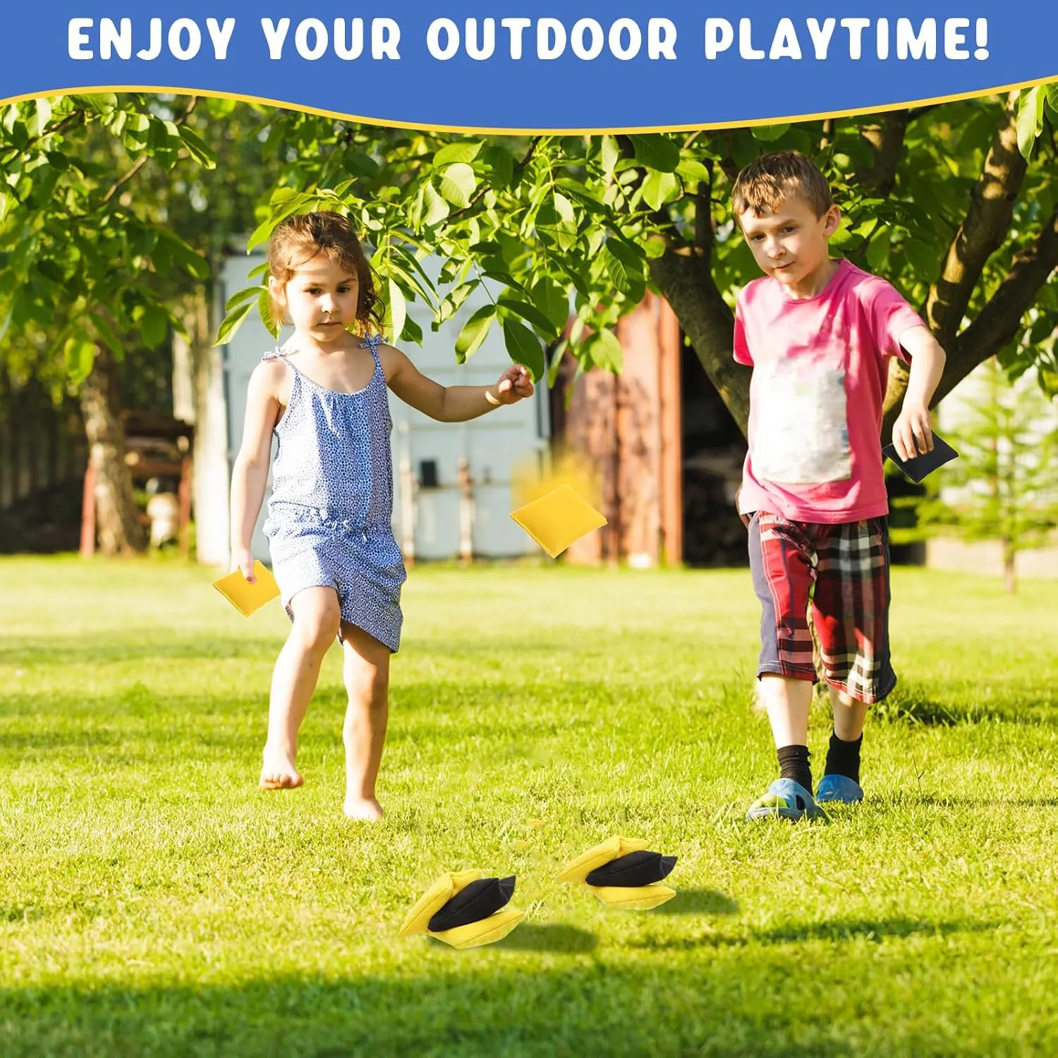 Sotiff 24 Pcs Bean Bags Mini Nylon Cornhole Bean Bags for Kids Tossing Fun Sports Outdoor Family Games Carnival Toy Patriotic Small Beanbag Hand Toss Party Game Supplies for Kid Adult (Black, Yellow)