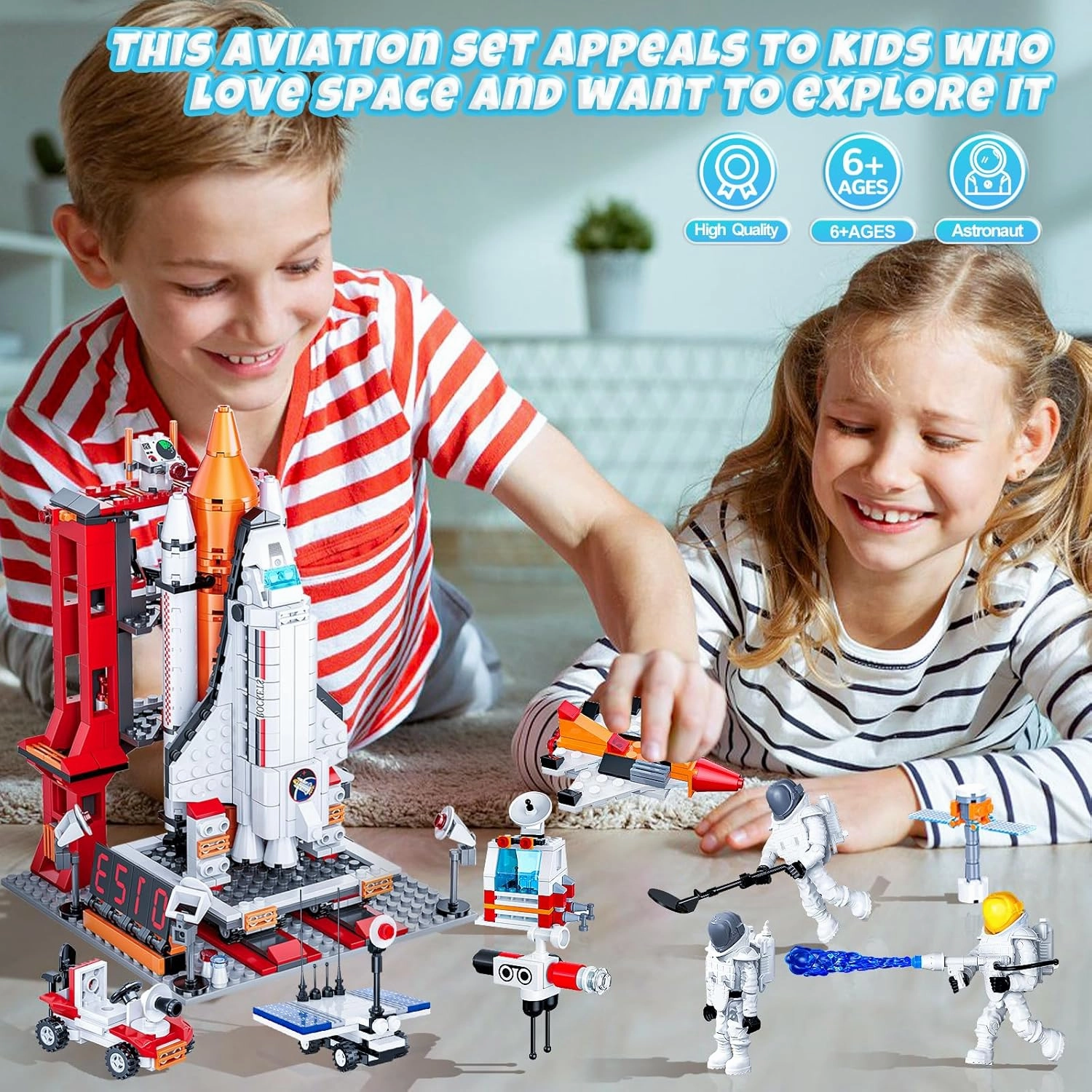 Space Exploration Shuttle Toys for 6 7 8 9 10 11 12 Year Old Kids, Girls, Boys, 12-in-1 STEM Projects Rocket Building Toy Kit with 3 Astronauts, Airplane Rocket Set, Gift idea for Ages 6  , 885 Pcs