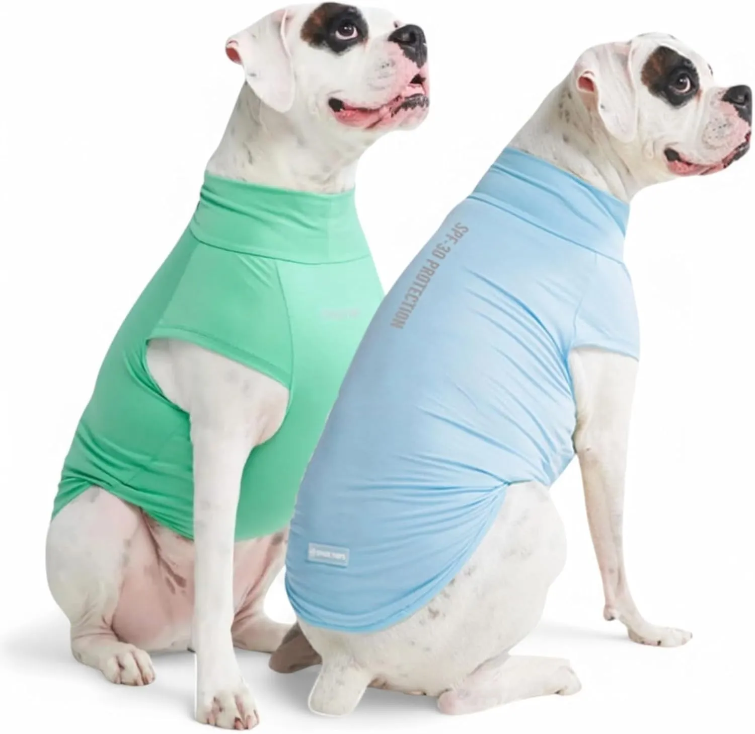Spark Paws Dog T-Shirt, Quick Dry Soft Stretchy, Lightweight Breathable for Dogs with Sensitive Skin - Blue & Mint (Set of 2) - 2XL