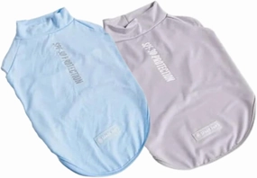 Spark Paws Dog T-Shirt, Quick Dry Soft Stretchy, Lightweight Breathable for Dogs with Sensitive Skin - Blue & Grey (Set of 2) - M