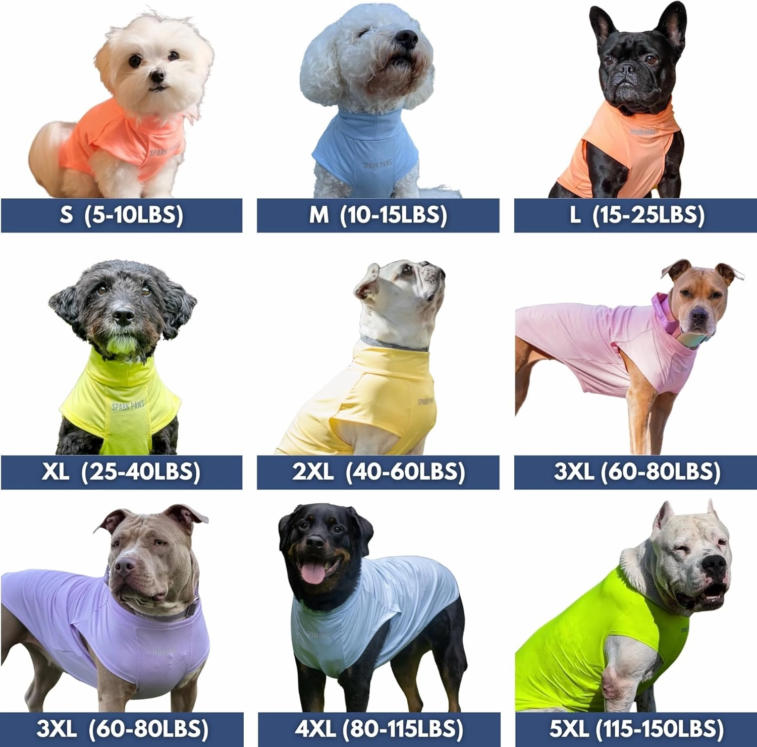 Spark Paws Dog T-Shirt, Quick Dry Soft Stretchy, Lightweight Breathable for Dogs with Sensitive Skin - Blue & Grey (Set of 2) - M