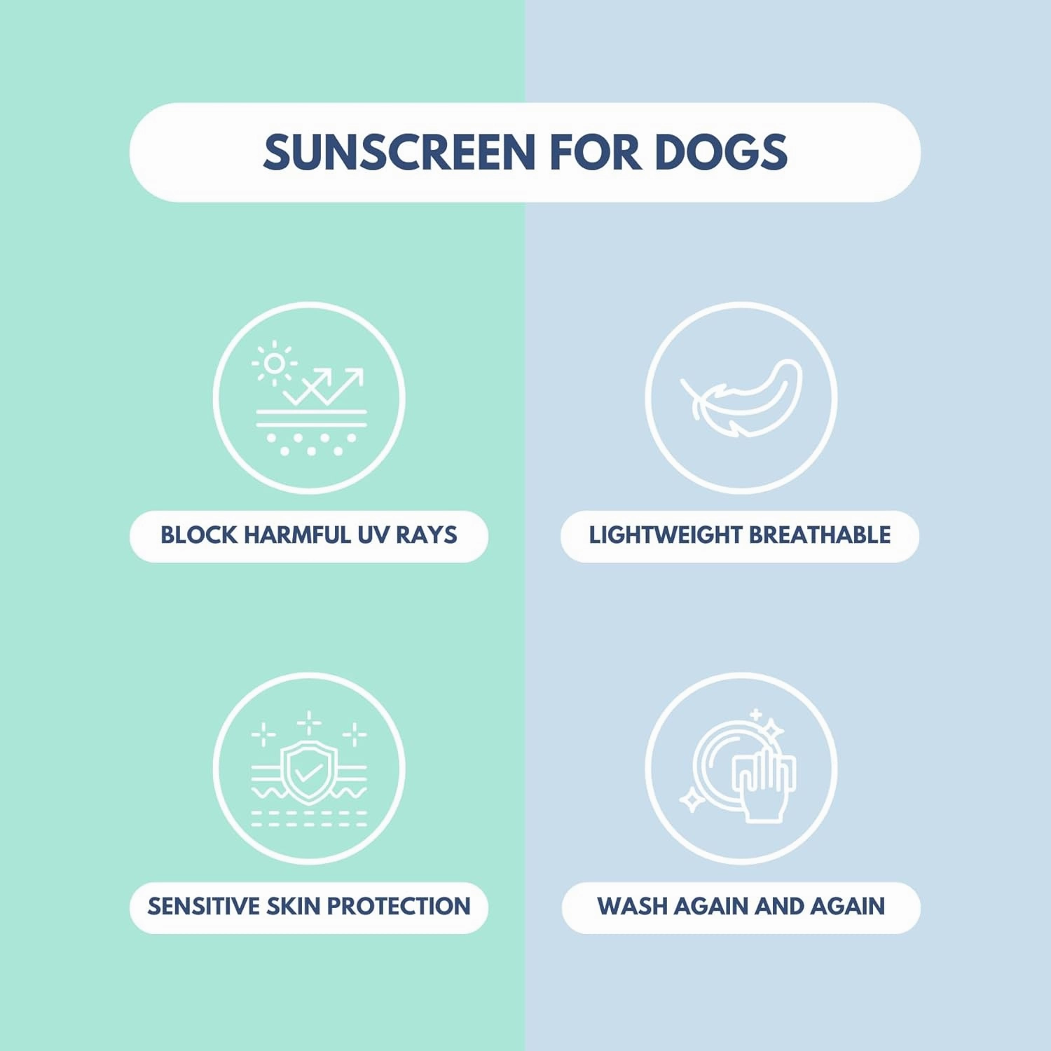 Spark Paws Dog T-Shirt, Quick Dry Soft Stretchy, Lightweight Breathable for Dogs with Sensitive Skin - Blue & Mint (Set of 2) - M