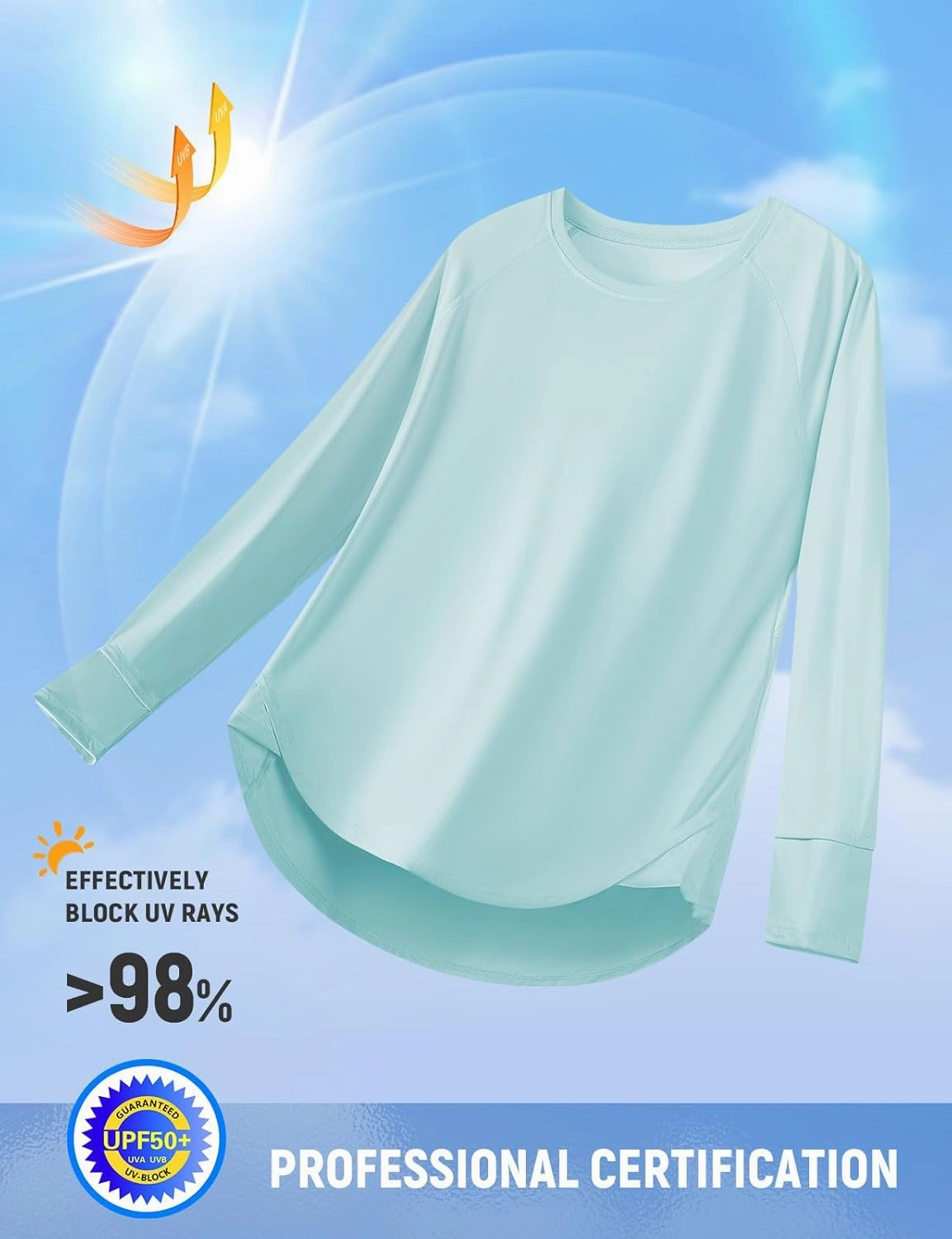 SPEXIAL Women's Sun Shirts UPF 50  UV Protection SPF Long Sleeve Hiking Fishing Running Quick Dry Lightweight Outdoor
