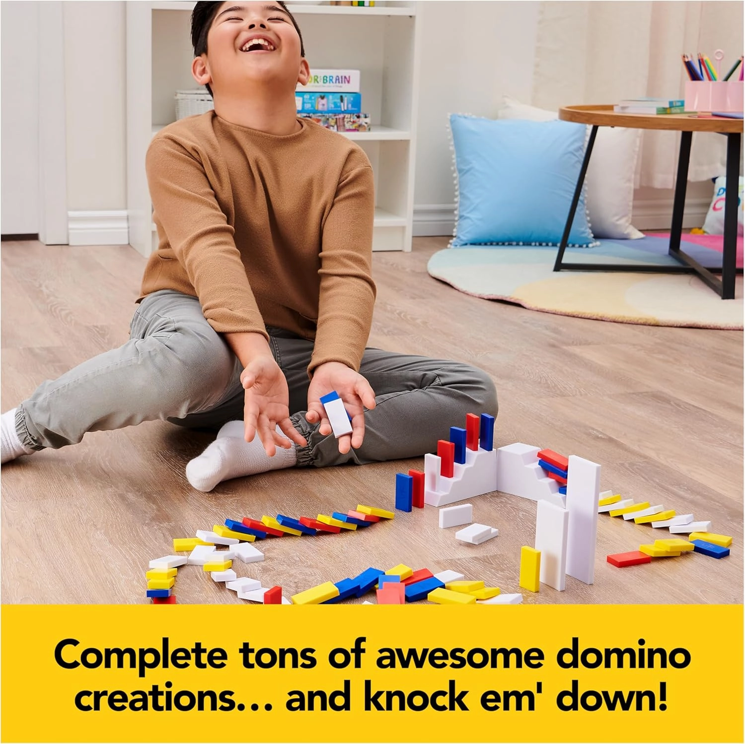 Spin Master Games, Lily Hevesh H5 Domino Creations 100-Piece Neon Dominoes Set, Building Toys for Kids & Family, Classic Activity Game, 1 & Up Players, for Ages 5 & Up