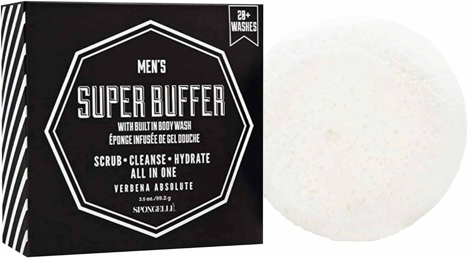 Spongelle Men's Super Buffer Built-In Body Wash (Verbena Absolute)