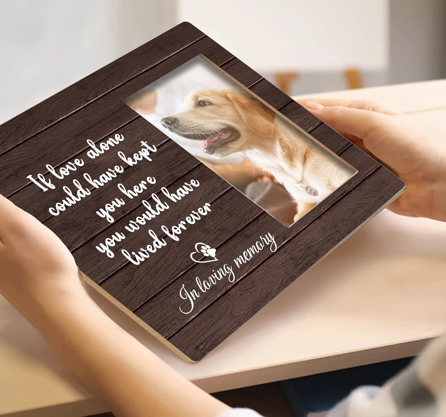 SRADMO Dog Memorial Picture Frame,Dog Frames For Pictures Memorial, Pet Dog Cat Memorial Photo Picture Frame 10×8,Dog Picture Frames For Dogs That Passed,Passed Away Dog Memorial Gifts (Brown)