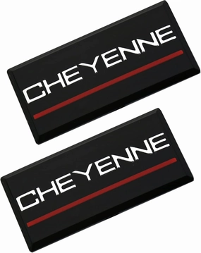 SSDD 2pcs Cheyenne Cab Emblems Replacement for 88-94 Chevrolet Side Roof Pillar 3D Badge Nameplate (Chrome/Red)