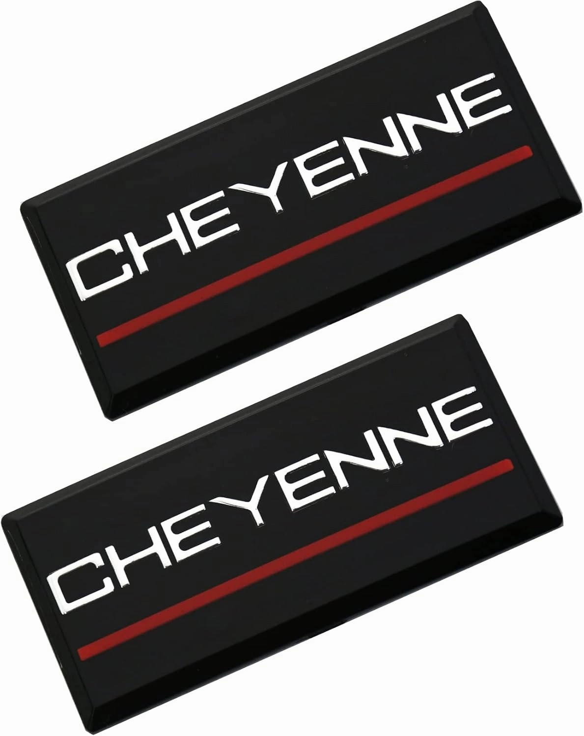 SSDD 2pcs Cheyenne Cab Emblems Replacement for 88-94 Chevrolet Side Roof Pillar 3D Badge Nameplate (Chrome/Red)