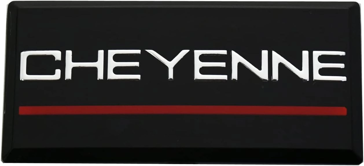 SSDD 2pcs Cheyenne Cab Emblems Replacement for 88-94 Chevrolet Side Roof Pillar 3D Badge Nameplate (Chrome/Red)