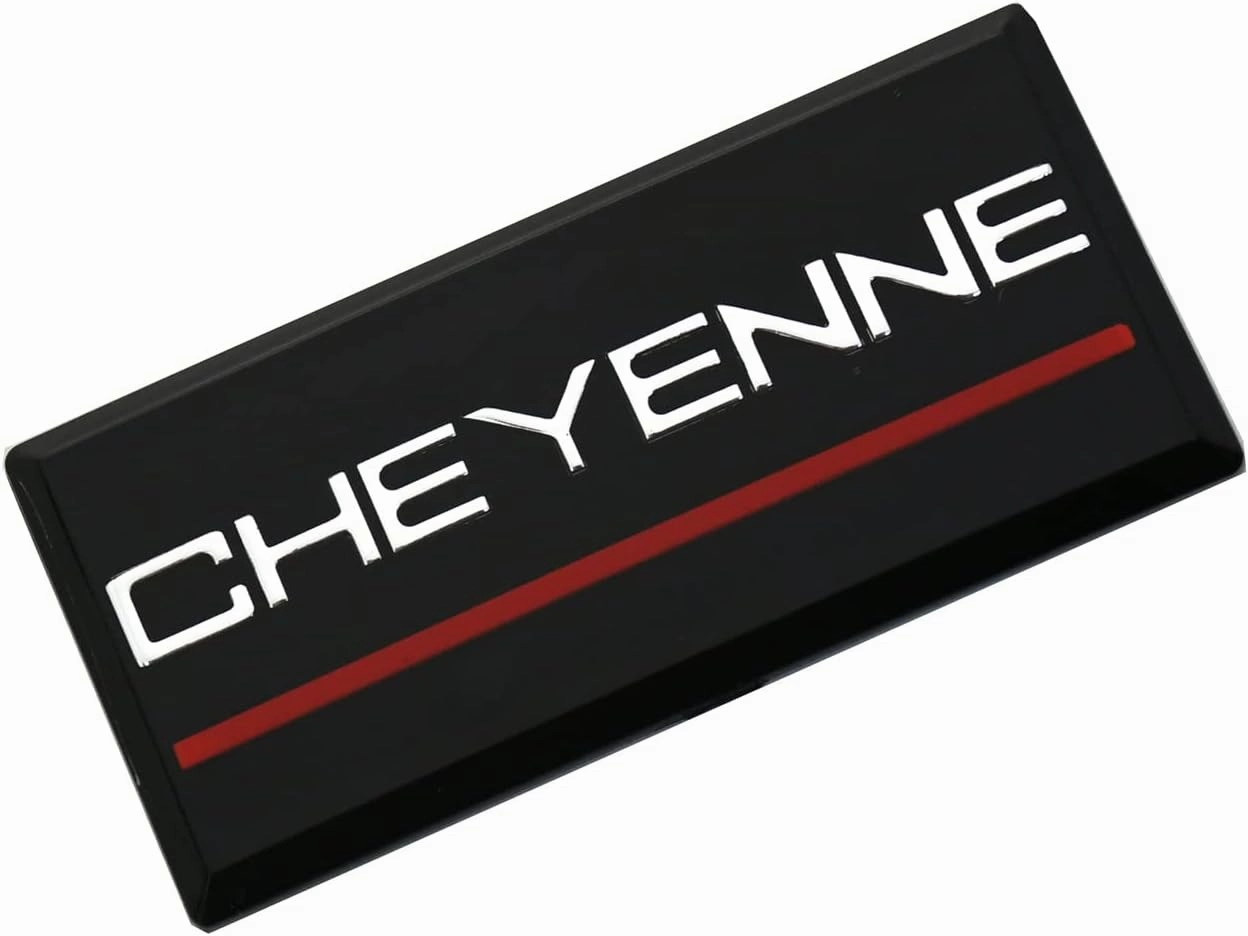 SSDD 2pcs Cheyenne Cab Emblems Replacement for 88-94 Chevrolet Side Roof Pillar 3D Badge Nameplate (Chrome/Red)