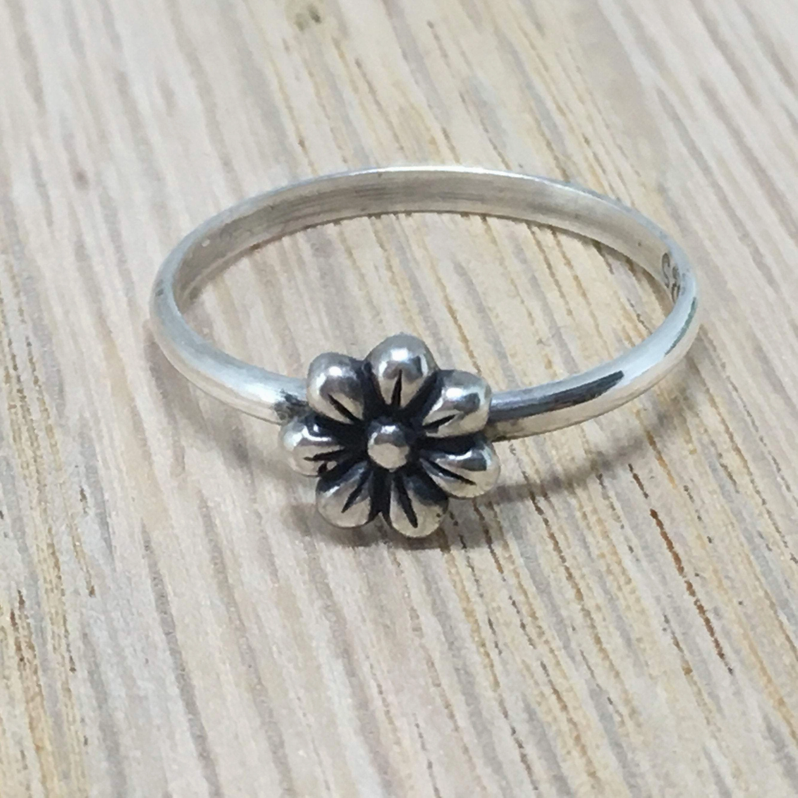 Stacking Ring/ Flower Ring/ Sterling Silver/ Handcrafted/ Bridesmaid/ Honeybee Ring