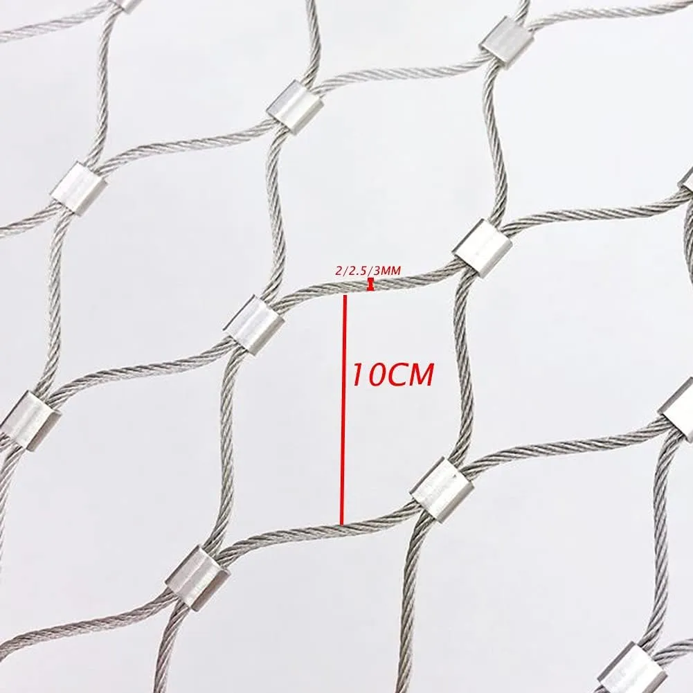 Stainless Steel Garden Netting, Deer Wire Fence, Animal Barrier Fence, Poultry Netting, Safety Netting - 10cm Mesh(Silver-2mm,1x7m)