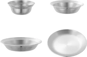 Stainless Steel Plates and Bowls, Camping Utensils, Dinner Dishes, Outdoor Tableware Dinnerware Set for Barbecue RV Apartment