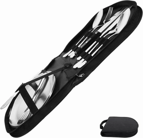 Stainless Steel Set 10-Piece Spoons Forks Knives Silverware Spoons for Dinner Camping Supplies Reusable Tableware Kit