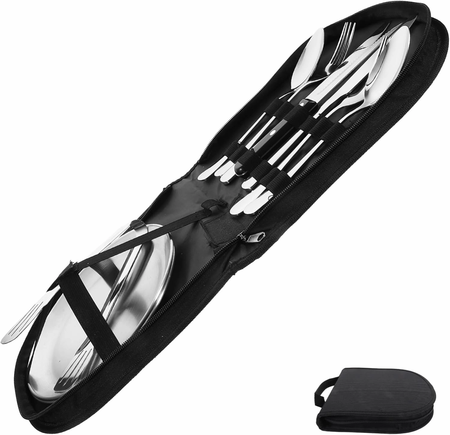 Stainless Steel Set 10-Piece Spoons Forks Knives Silverware Spoons for Dinner Camping Supplies Reusable Tableware Kit