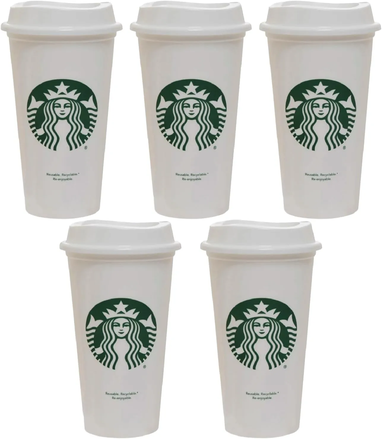 Starbucks Set of 5 16oz Reusable Hot Cups with Lid