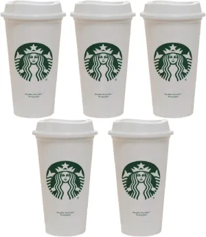 Starbucks Set of 5 16oz Reusable Hot Cups with Lid