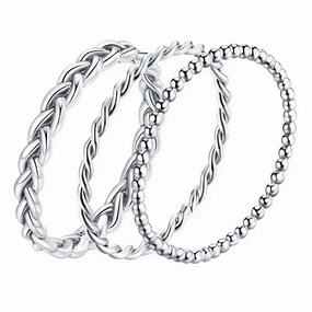 Sterling Silver Braided Texture Twisted Eternity Band Stackable Rings Fine Jewelry