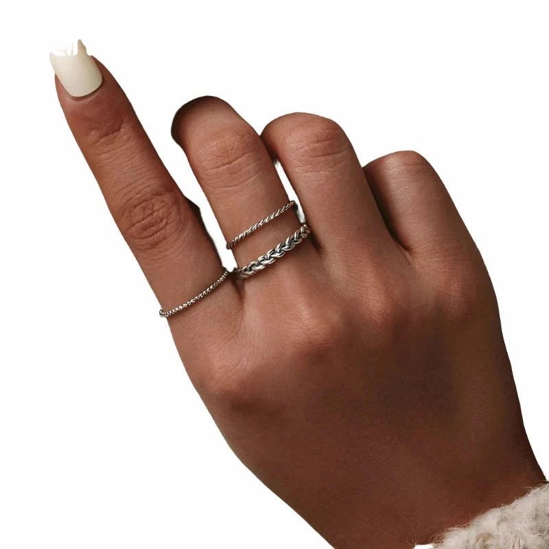 Sterling Silver Braided Texture Twisted Eternity Band Stackable Rings Fine Jewelry