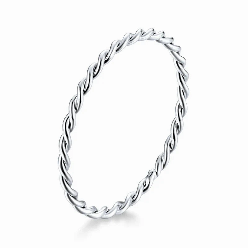 Sterling Silver Braided Texture Twisted Eternity Band Stackable Rings Fine Jewelry