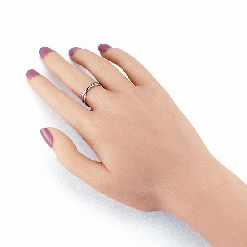 Sterling Silver Double Band Criss Cross X Ring - Handmade, 18K Rose Gold or Rhodium Plated, 0.2 inch Length - Stacking Rings