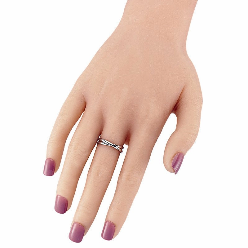 Sterling Silver Double Band Criss Cross X Ring - Handmade, 18K Rose Gold or Rhodium Plated, 0.2 inch Length - Stacking Rings
