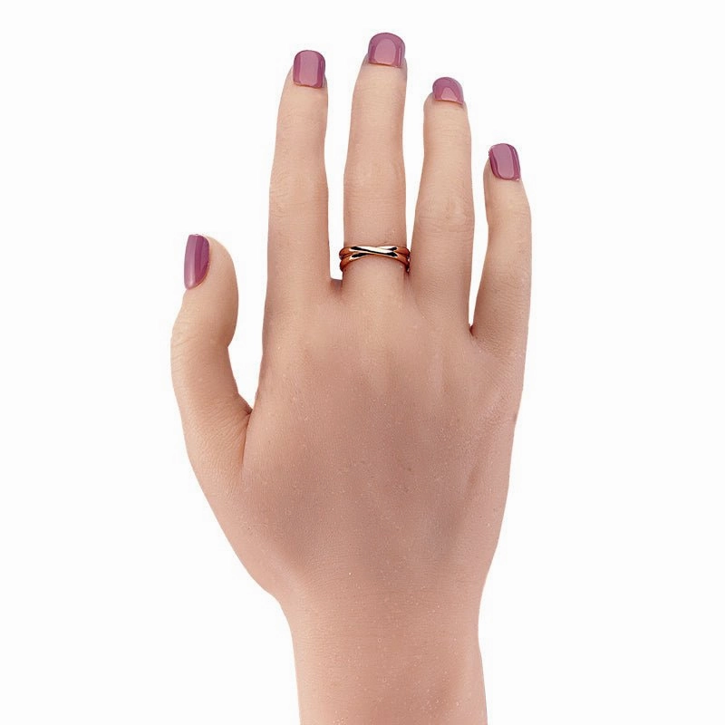 Sterling Silver Double Band Criss Cross X Ring - Handmade, 18K Rose Gold or Rhodium Plated, 0.2 inch Length - Stacking Rings