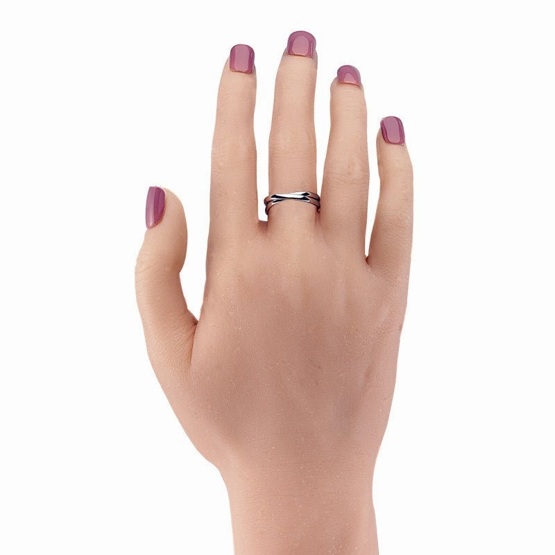 Sterling Silver Double Band Criss Cross X Ring - Handmade, 18K Rose Gold or Rhodium Plated, 0.2 inch Length - Stacking Rings