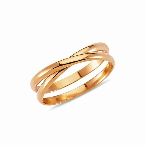 Sterling Silver Double Band Criss Cross X Ring - Handmade, 18K Rose Gold or Rhodium Plated, 0.2 inch Length - Stacking Rings