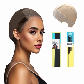 STUDIO LIMITED Wig Cap with Grip Band for Secure Placement, Wider Transparent Lace for Lace Front Wigs - Skin Tone Non-Slip Design with Glueless Wig Support (Light Beige   Melting Band Set)