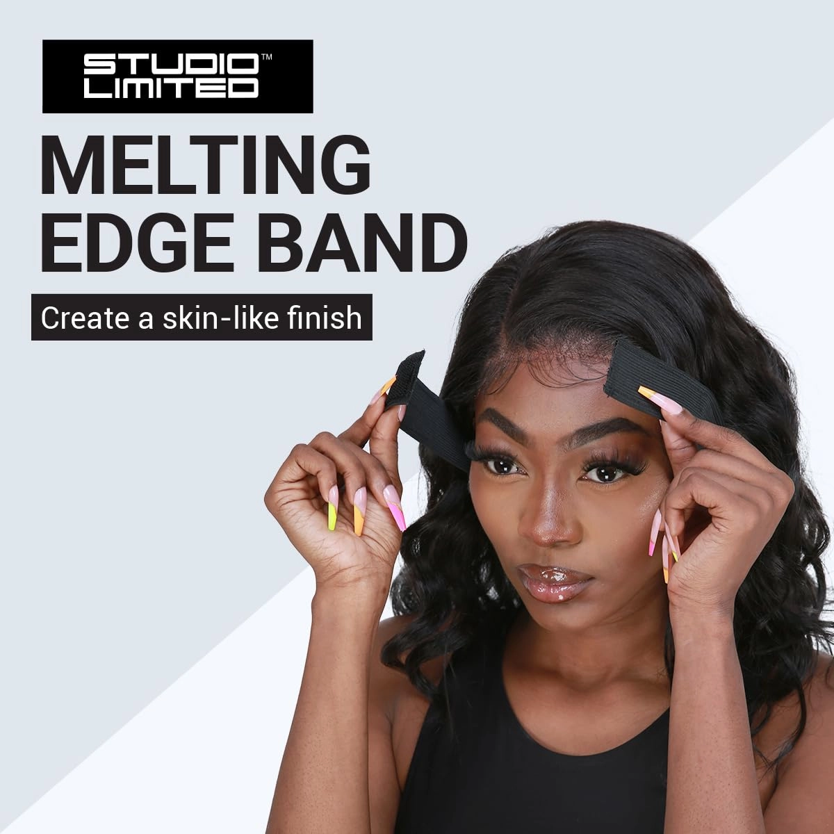 STUDIO LIMITED Wig Cap with Grip Band for Secure Placement, Wider Transparent Lace for Lace Front Wigs - Skin Tone Non-Slip Design with Glueless Wig Support (Light Beige   Melting Band Set)