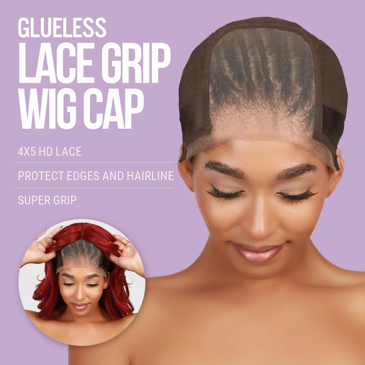STUDIO LIMITED Wig Cap with Grip Band for Secure Placement, Wider Transparent Lace for Lace Front Wigs - Skin Tone Non-Slip Design with Glueless Wig Support (Light Beige   Melting Band Set)