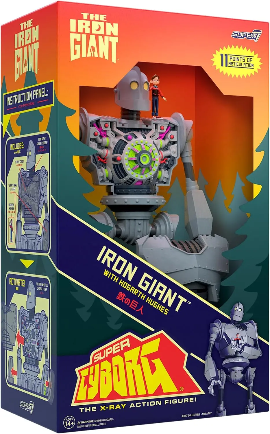 Super7 Super Cyborg The Iron Giant - 11" Iron Giant Action Figure with Hogarth Hughes Accessory Classic Movie Collectibles and Retro Toys