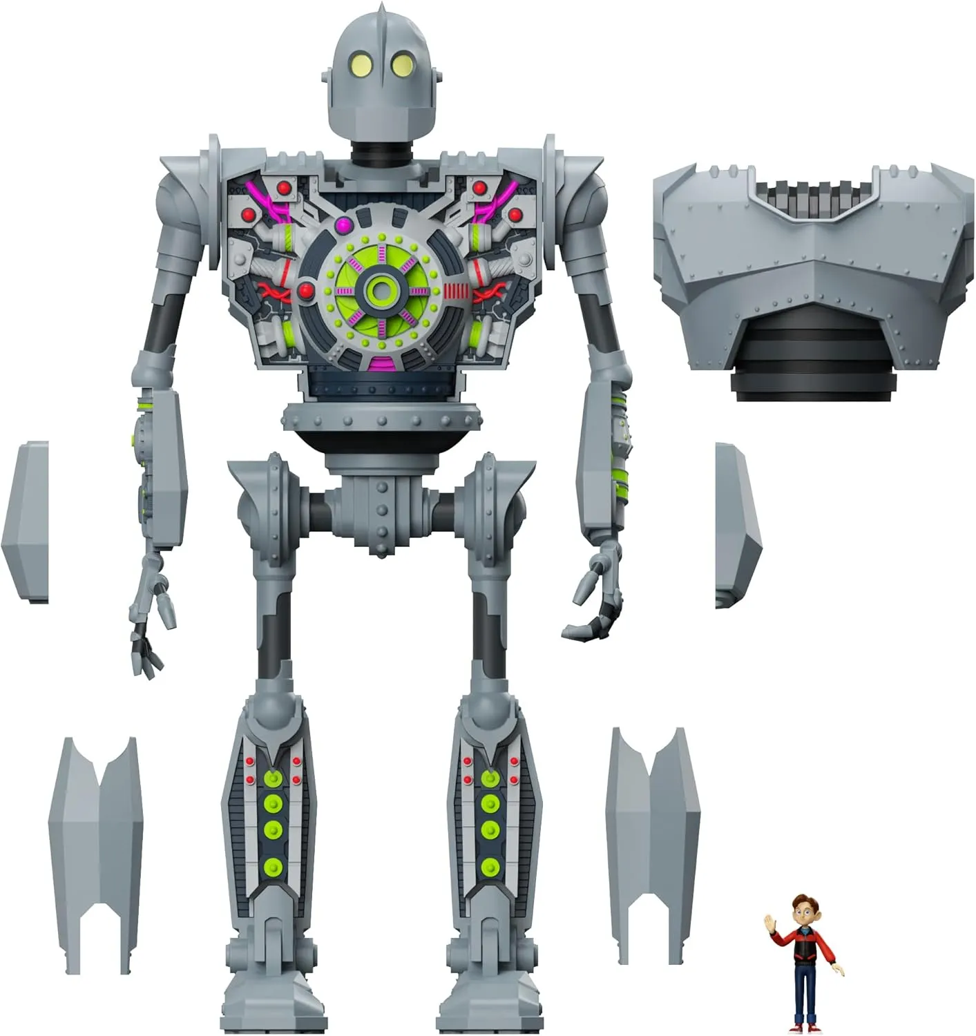 Super7 Super Cyborg The Iron Giant - 11" Iron Giant Action Figure with Hogarth Hughes Accessory Classic Movie Collectibles and Retro Toys