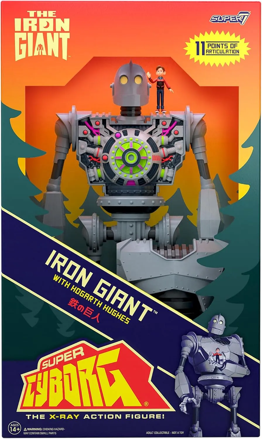 Super7 Super Cyborg The Iron Giant - 11" Iron Giant Action Figure with Hogarth Hughes Accessory Classic Movie Collectibles and Retro Toys