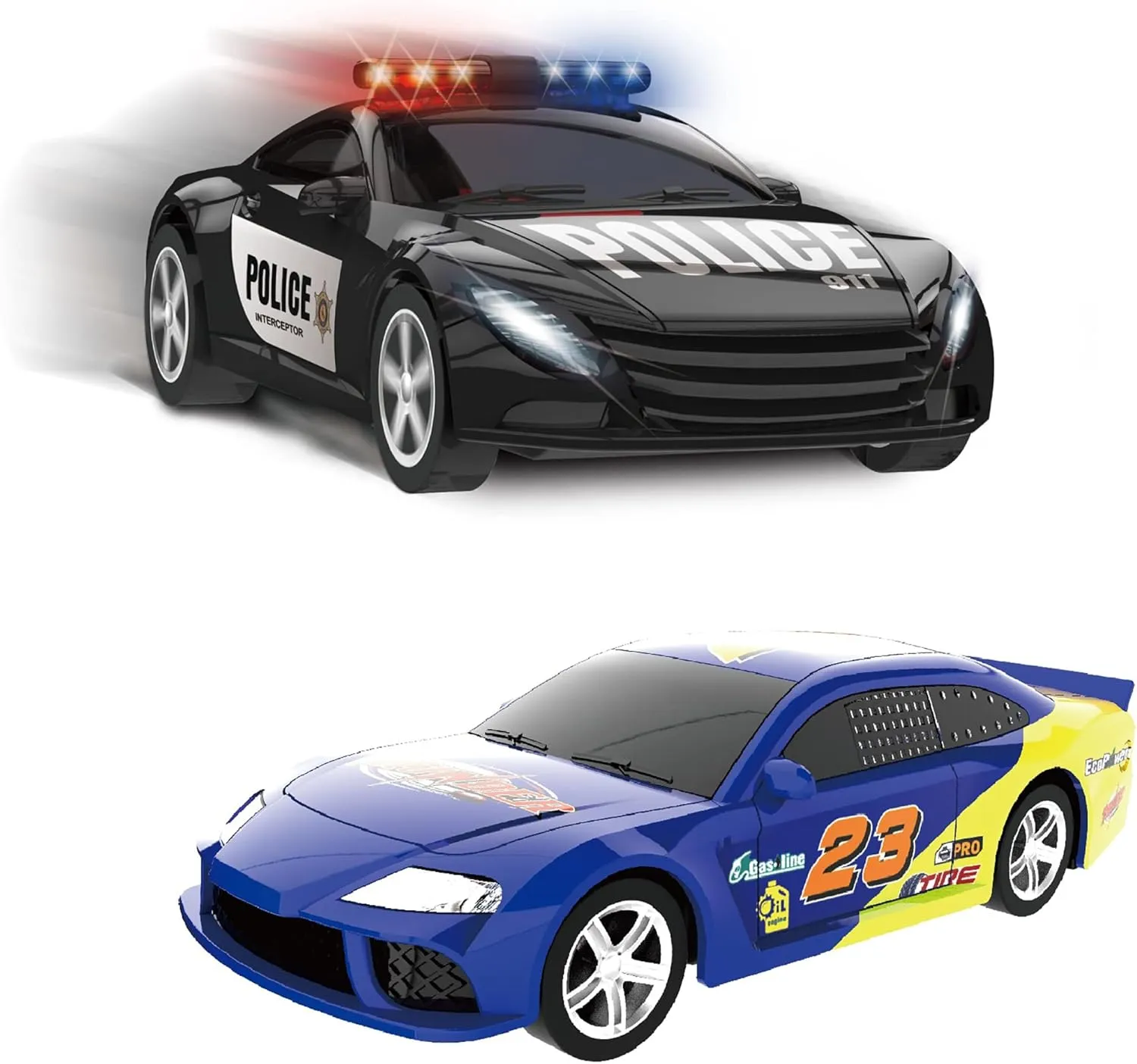 SuperFun 202-1/43 USB Power Slot Car Racing Set, Layout Size: 66"x30", LED Headlights, Lap Counter, Ages 8 