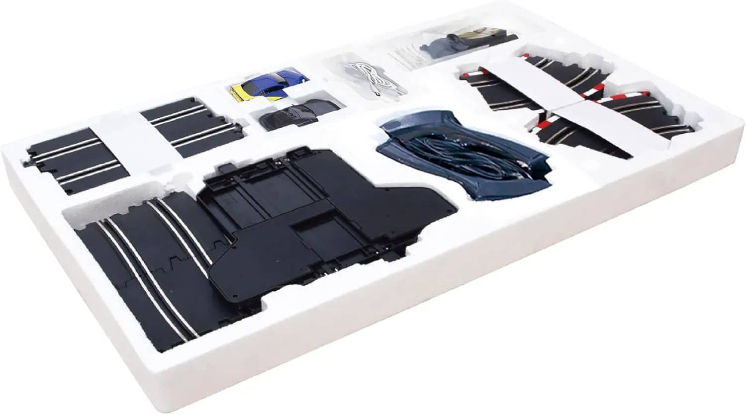 SuperFun 202-1/43 USB Power Slot Car Racing Set, Layout Size: 66"x30", LED Headlights, Lap Counter, Ages 8 