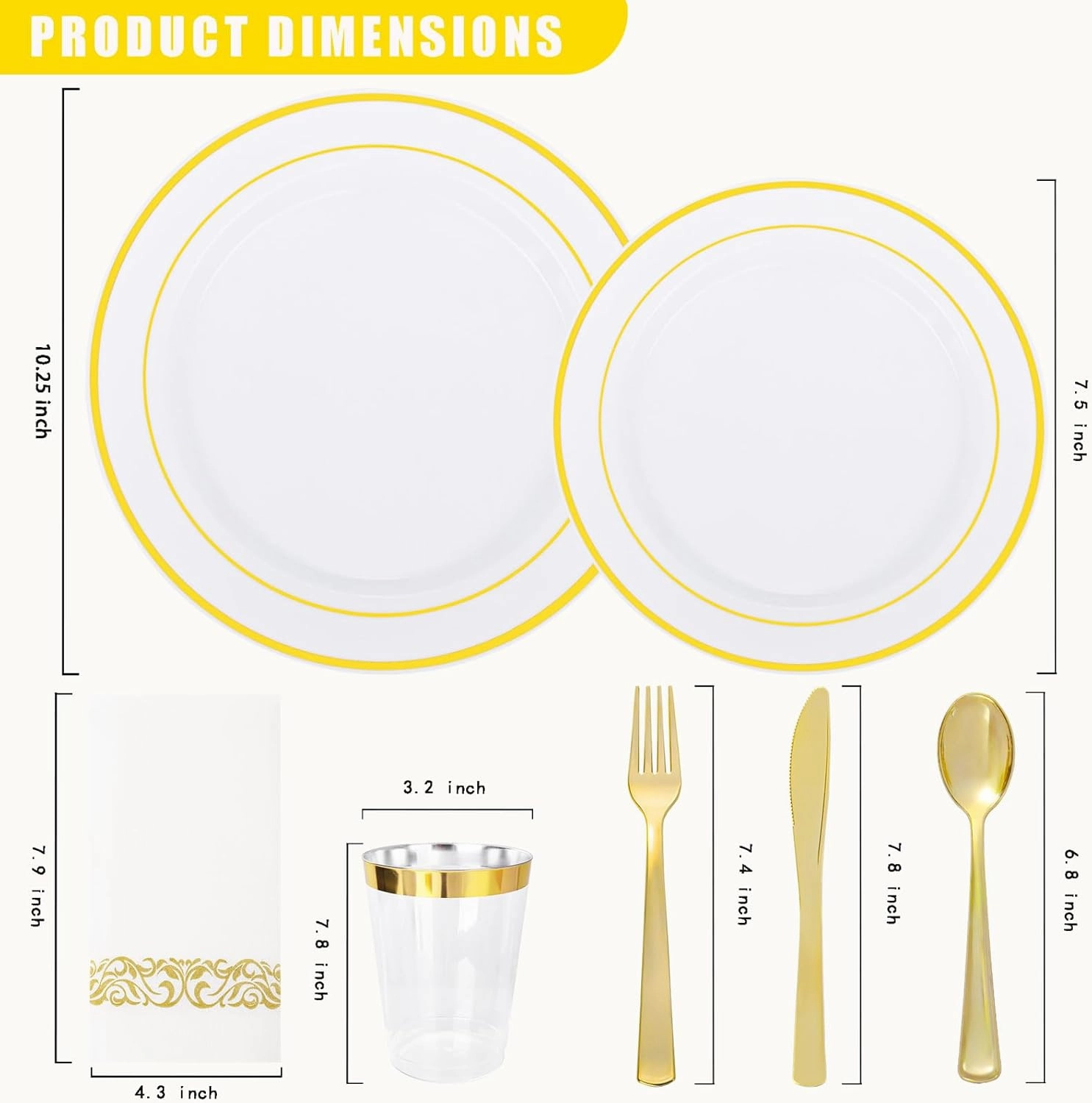 Supernal 200pcs Gold Plastic Dinnerware included Gold Plastic Silverware & Party Plates Disposable Cups and Napkins Disposable for Party,Birthday and Wedding Graduation Decorations 2025 Deals