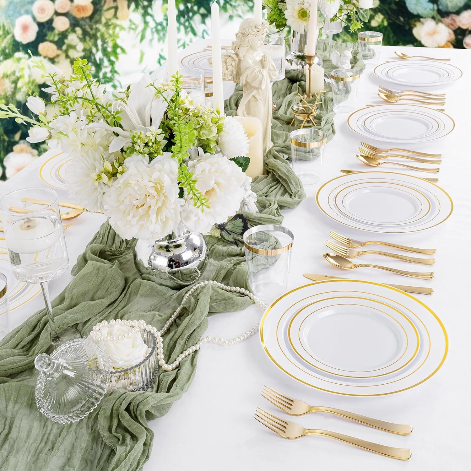 Supernal 200pcs Gold Plastic Dinnerware included Gold Plastic Silverware & Party Plates Disposable Cups and Napkins Disposable for Party,Birthday and Wedding Graduation Decorations 2025 Deals