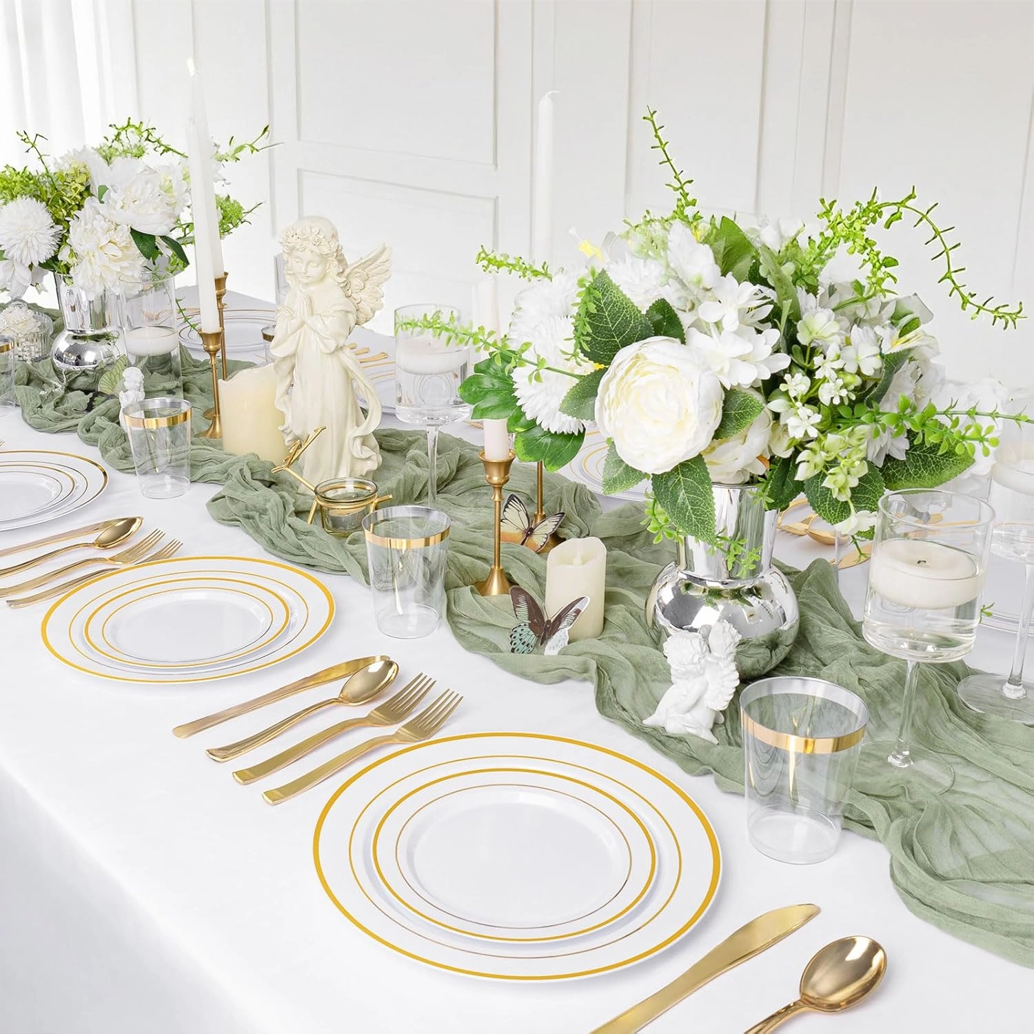 Supernal 200pcs Gold Plastic Dinnerware included Gold Plastic Silverware & Party Plates Disposable Cups and Napkins Disposable for Party,Birthday and Wedding Graduation Decorations 2025 Deals