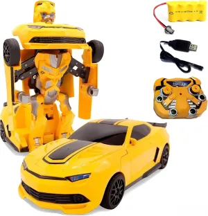 SuperPower Remote Control Car Transforming Bumblebee Classic Disguise Action Figure Hero Robot Toy with One Button Transformation