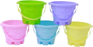 SUPVOX Plastic Beach Pail Mini Bucket Toy for Boys and Girls Fun Castle Theme Random